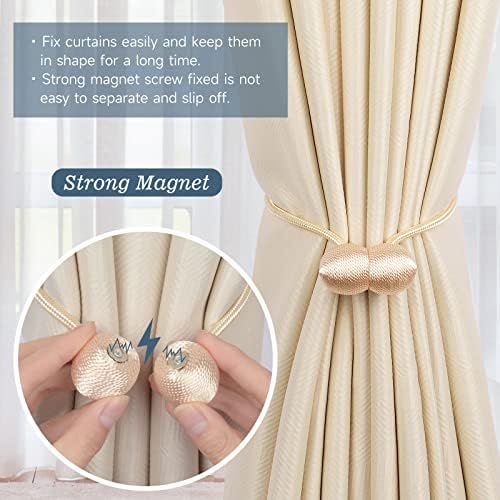 2 pieces Magnetic Curtain Tiebacks Clips Curtain Buckles Holdbacks Binding Weaving Tie Band For Home Office Decorative