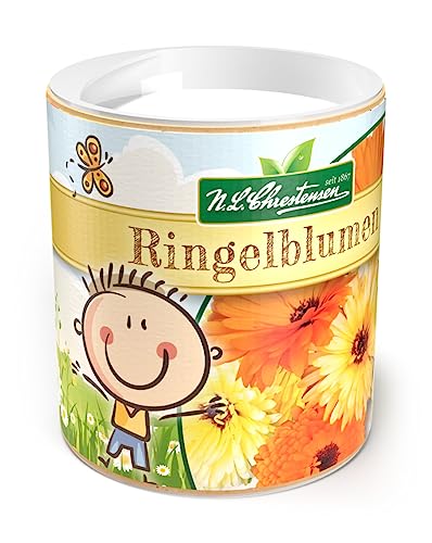 Chrestensen Ringelblumen Samen Farbenfrohe Mischung - Samenfestes Saatgut 30g für ca. 25m - Gartenkinder Streudose