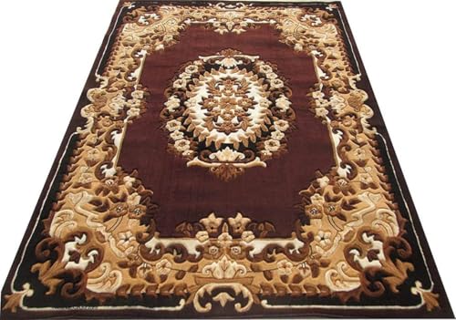 Image of Soft Premium Brown Carpet 6x8 ft - Washable, Anti-Skid, Fade-Resistant Acrylic Rug for Living Room, Hall, Bedroom, Modern Decor