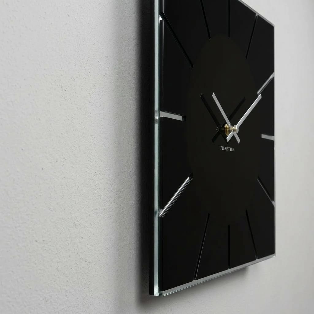FLEXISTYLE Wanduhr 30cm modern schwarz leise große Wanduhren Design küchenuhr Wand Uhr wanduhr groß wanduhr schwarz wall Clock Badezimmer stilvoll Wohnzimmer
