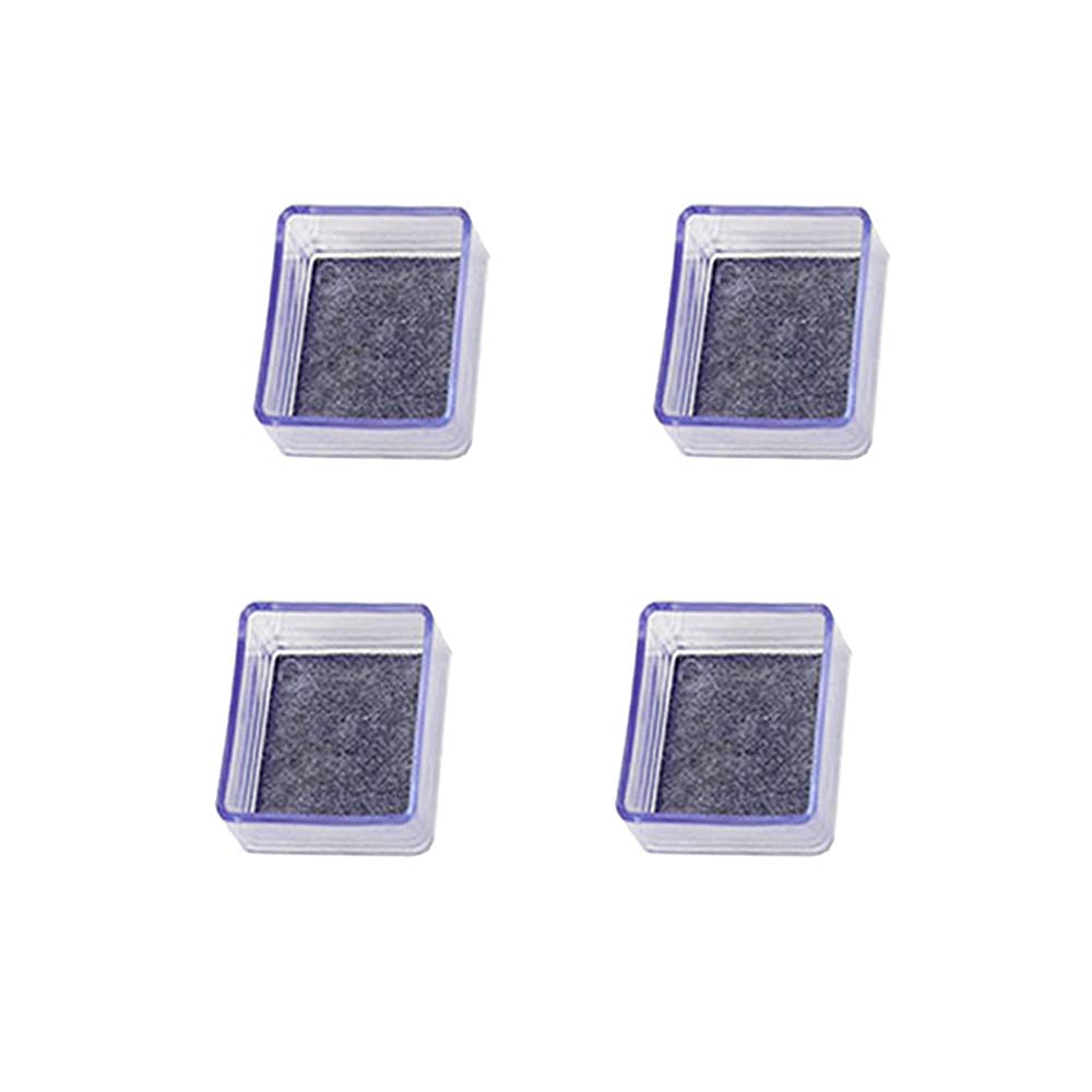 Zoyay Caps for Desk Feet Chair Leg Clear Silicone Caps with Felt Table Feet Pads Covers Furniture Caster Wooden Floor Protectors Prevent Scratches Square-Transparent_4pcs_35-35mm