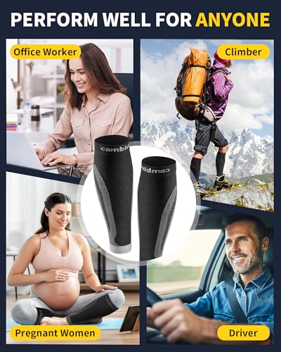 Image of CAMBIVO Calf Compression Sleeve 3 Pairs Footless Compression Socks Running