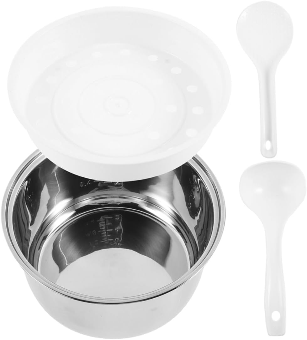 Cabilock 1set Stainless Steel Cooking Inner Pot Replacement for Electric Rice Cookers Compatible Multiple Brands Easy to Install Thickened Design for Enhanced Durability