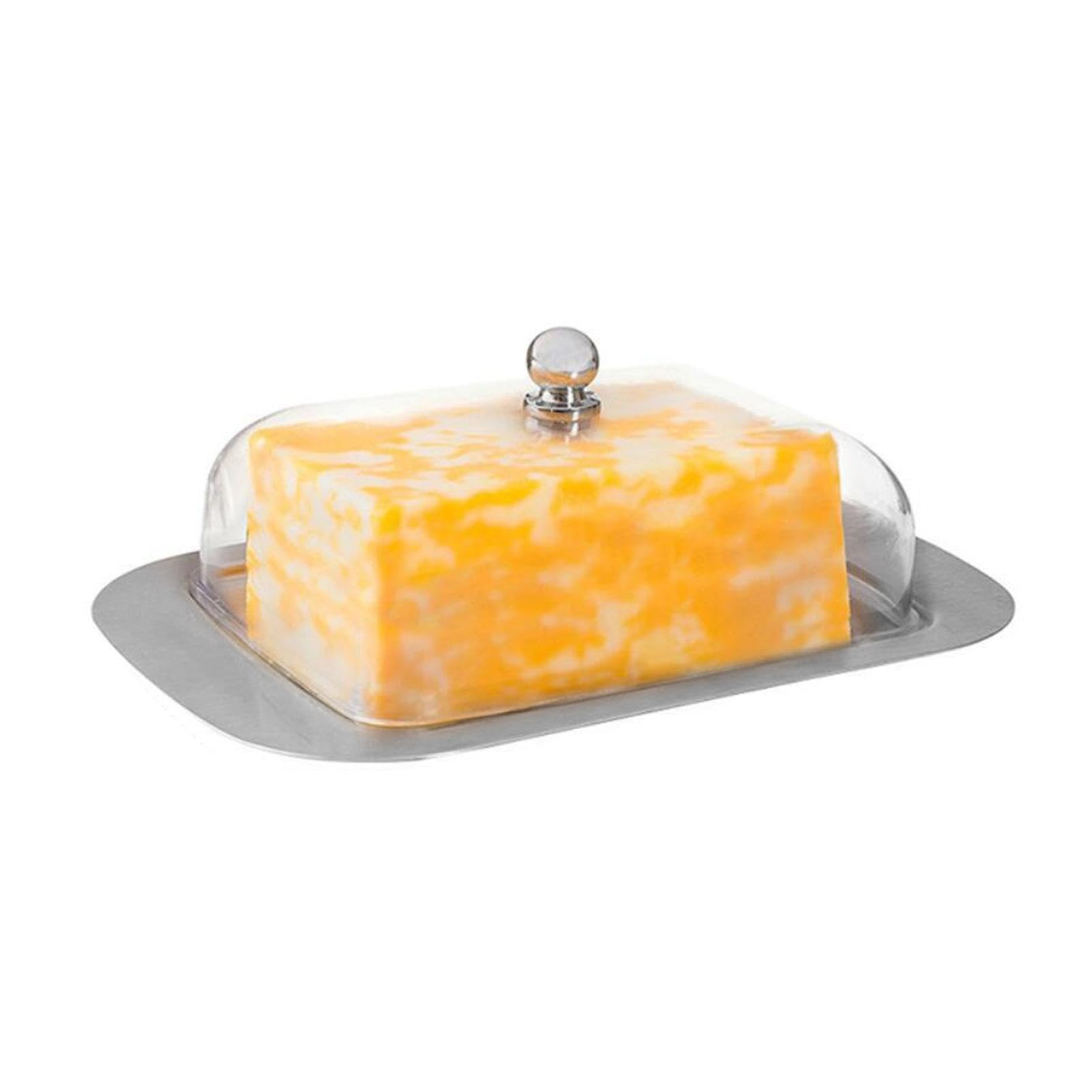 Burriera In Plastica Alimentare Con Coperchio Ribaltabile E Spalmatore Incluso - Contenitore Per Burro Da Frigo, Bianco