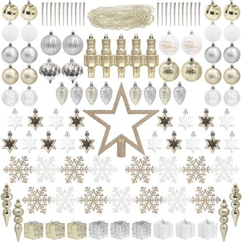 115pcs Christbaumschmuck Champagne weihnachtskugeln Set Kunststoff...