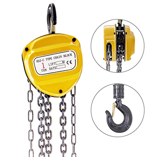 BestEquip Chain Hoist 2200lbs/1ton, Chain Block Hoist Manual Chain Hoist 33ft/10m, Block Chain