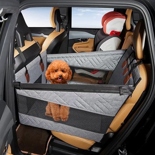 HG CHASING TRIBE ペット 車 シート 犬 猫 カーシート 二重ロック 飛び出し防止 車中固定 折りたたみ 省スペース 撥水 汚れ防止 滑り止め 耐摩耗 全車種対応 ドライブベッド 夏のドライブ (灰色, L)