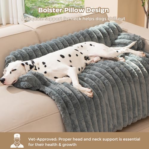 Avont Dog Sofa Bed Mat, Soft Calming Bed for Couch Furniture Protector for Medium Large Breeds with Removable Washable Cover and Non-slip Bottom -Darkgrey (M)