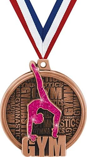 Crown Awards Gymnastics Medals - 2" Kudos Pink Gymnast Award Medals Bronze