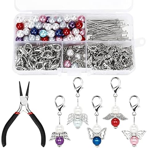 yumcute Set of 50 Guardian Angel Keyring Making Kit DIY Lucky Angel Charm Pearl Angel Pendant Make Your Own Keyrings for DIY Wedding Favours Baby Shower Favours Jewellery Crafts Keyring Making Cover