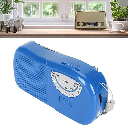 Radio AM FM portátil a batería con altavoz integrado azul miniatura 7