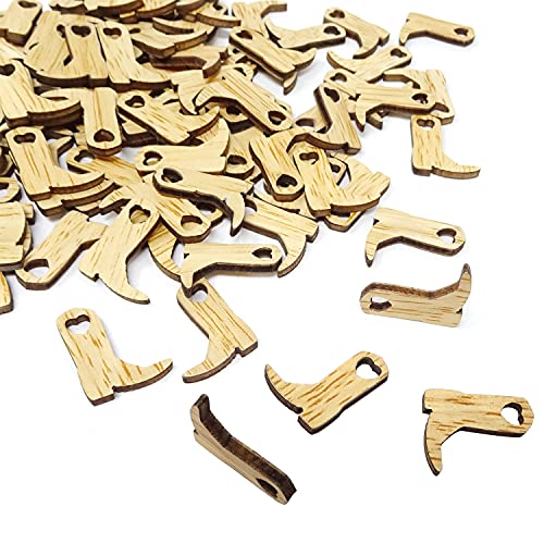 Honbay 100Pcs Cowboy Boot Shaped Blank Unfinished Wood Slices For Diy Crafts, Wedding Decorations, Etc #TOP12