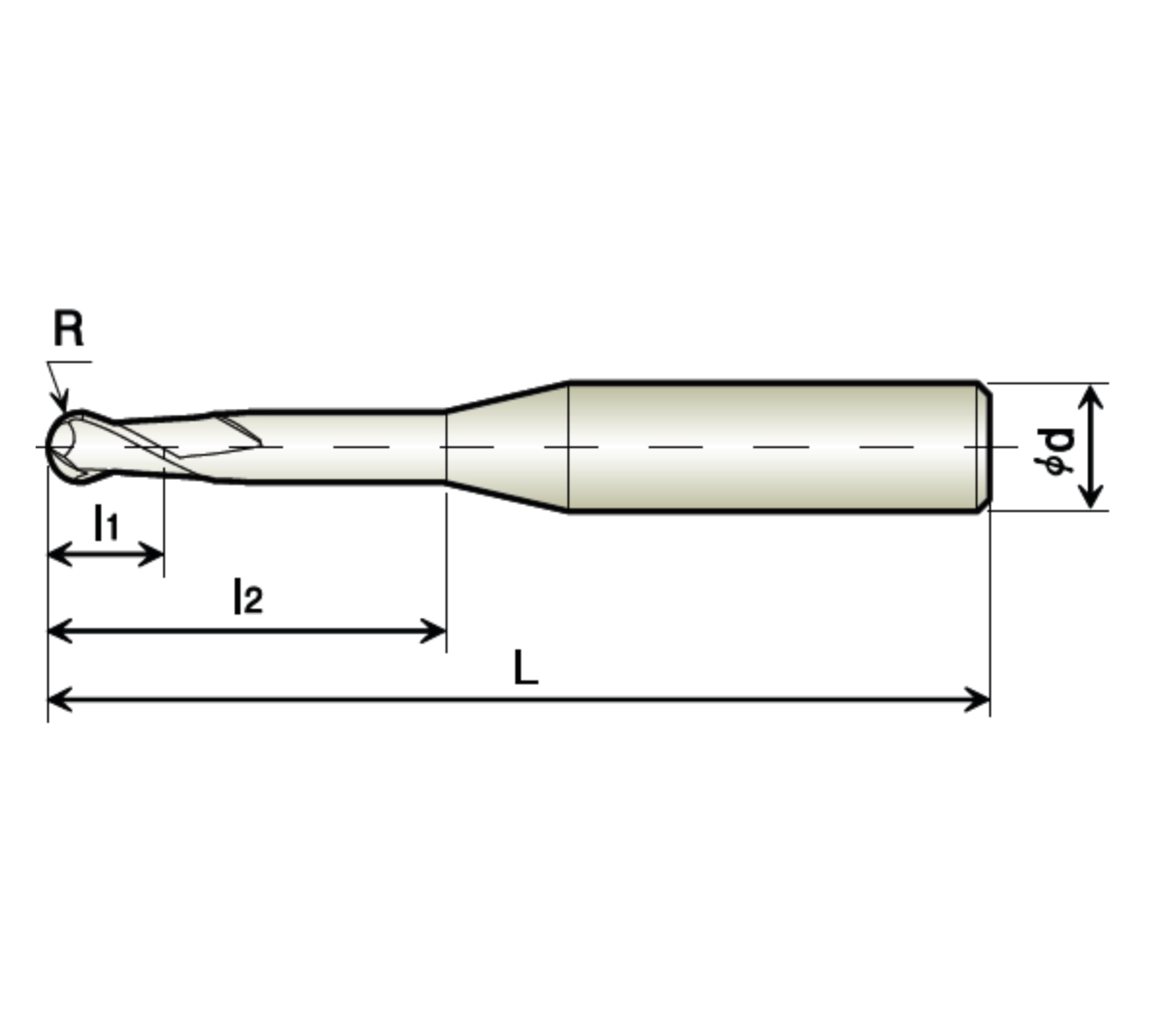 Fresa para moldes 2KRB Diámetro 3 mm Longitud 30 mm para Aceros Templados y Bonificados HRC 45-55 Z2 | Punta esférica reforzada para costillas 2 cortantes AIHCSAR-TOOL
