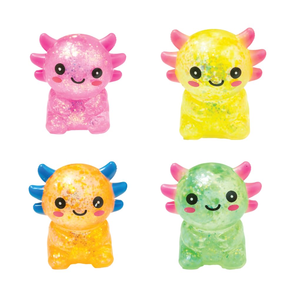 Raymond Geddes Glitter Squisholotl Toys – Pack of 12 – Colorful Squishy Fidget Stress Relief for Kids, Office, Classroom