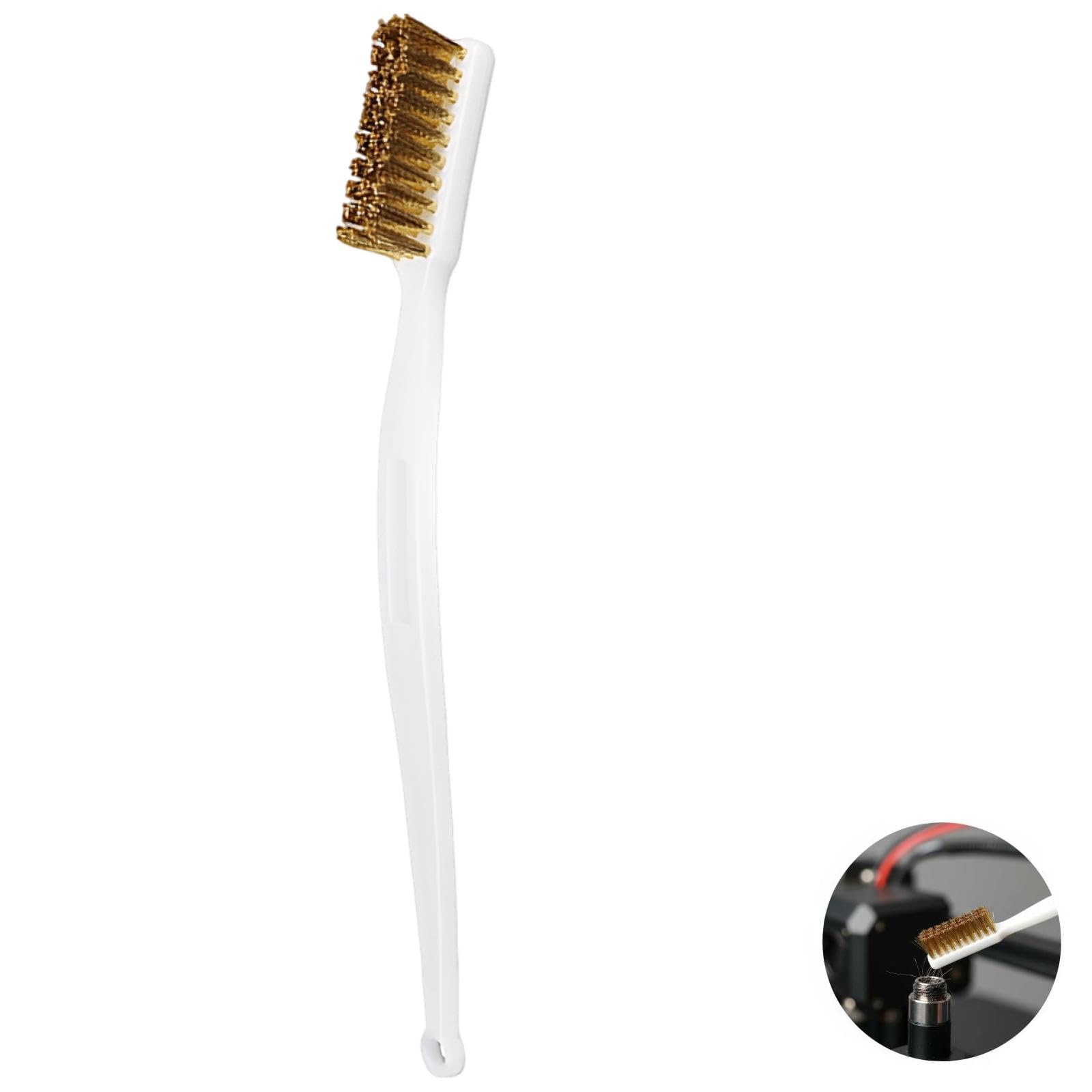 Lot de 10 brosses en Fil de Laiton, Mini Brosse à Manche en Plastique pour buse d’imprimante 3D, Nettoyage du Hot End, élimination du laitier de Soudure et de la Rouille, Longueur Totale 6,69 Pouces,