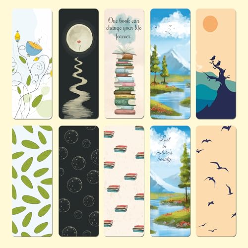 Image of PaperO Nature Series Bookmarks | 14 x 5 cm | Double-Sided Design | Durable & Stylish Page Markers | Pack of 15