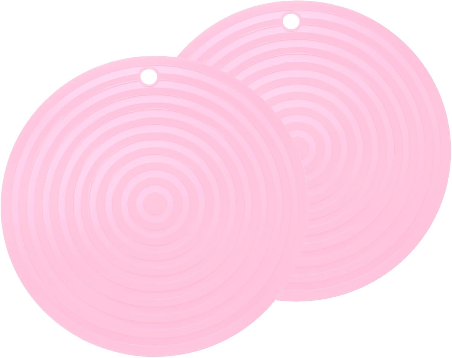 uxcell 2 Pcs Silicone Trivets Mats for Hot Pots and Pans, 9" Round Hot Pot Holders Multi-Purpose Heat Resistant Trivet with Hang Hole for Pots & Hot Dish, Countertops (Pink)