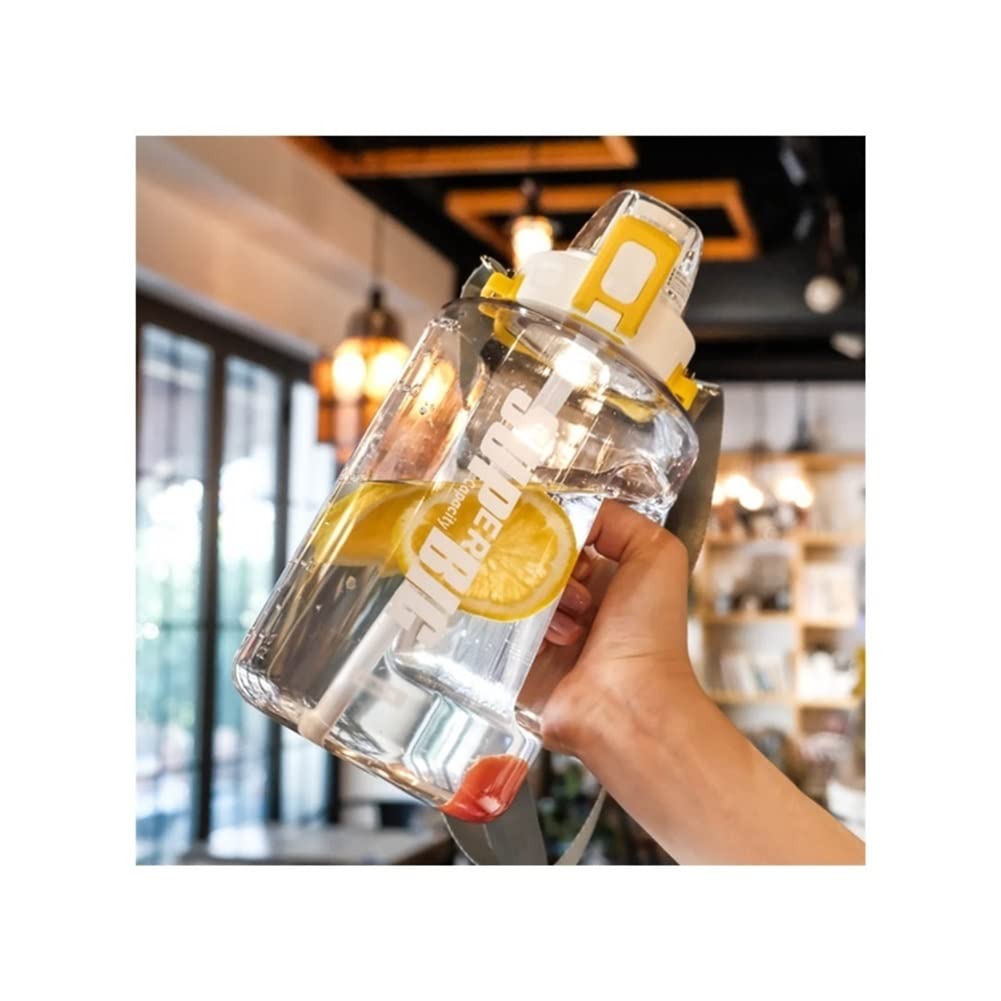 Wasserflasche, Sport-Wasserflasche, motivierende Zeitmarkierung, Strohhalm, tragbarer Griff, Wasserkrug, 1500 ml, großes Fassungsvermögen, auslaufsicher, BPA-frei, tragbar