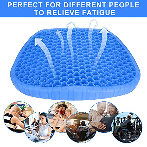 Parkyeon Gel Seat Cushion, Cooling Office Chair Cushion with Non-Slip Cover, Ergonomic Egg Seat Cushion, Large Thick Chair Cushion for Desk Car Wheelchair, Sciatica Tailbone & Back Pain Relief（Blue） - Thumbnail 6