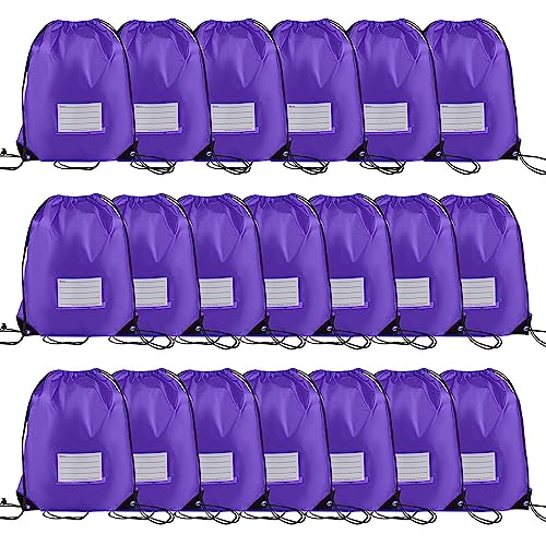 20 Pcs Drawstring Bags Bulk Draw String Backpack DIY Gym Sports Cinch Bag Sackpack for Women Men Purple