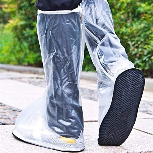 Men Women Rain Shoe Covers Waterproof High Boots Flat Anti-Slip Overshoes Rain Gear (Color: S)