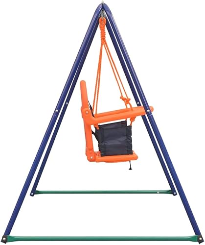 Miniatura 7 de Loibinfen Juego de columpio individual 2 en 1 y columpio para niños pequeños a altos, juego de columpios con marco A para todo tipo de clima con