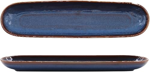 Platos de postre Platos rectangulares de cerámica para sushi, platos de cena de porcelana ovalada japonesa, plato de cena de cocina de porcelana de