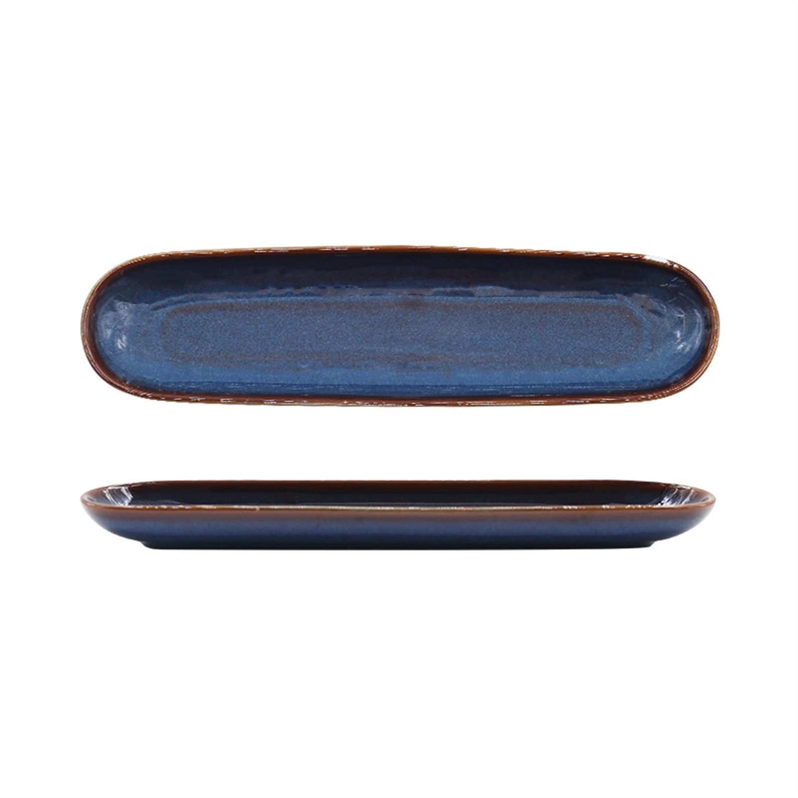 Platos Llanos Platos rectangulares de cerámica for sushi, plato de cocina de porcelana ovalada japonesa, plato largo grande de 15,7 pulgadas, apto for microondas/lavavajillas Platos postre(A)