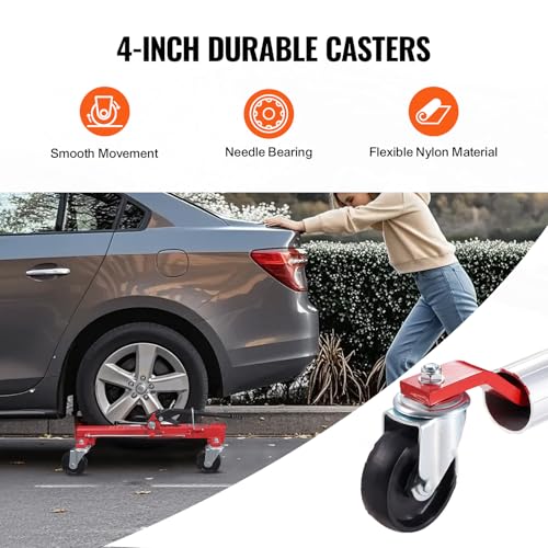Image of VEVOR Wheel Dolly, Max Capacity 1500 Lbs Car Dolly, Car Jack Dolly Lifter with Wheels, Heavy Duty Vehicle Positioning Ratchet Tire Jack, for Vehicle Car Auto Repair Moving