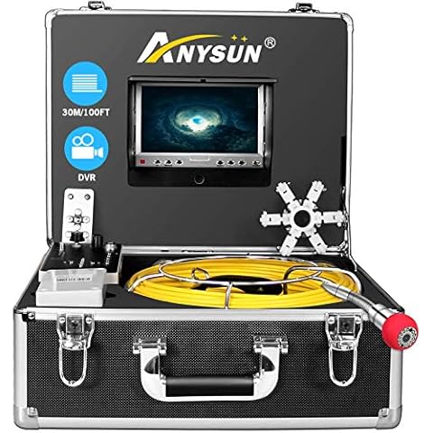 anysun Endoskop Inspektionskamera, DVR-Recorder, IP68-Endoskop 30m mit 7-Zoll-LCD-Monitor 1000TVL (8 GB SD-Karte, einschließlich) Gelb Cover