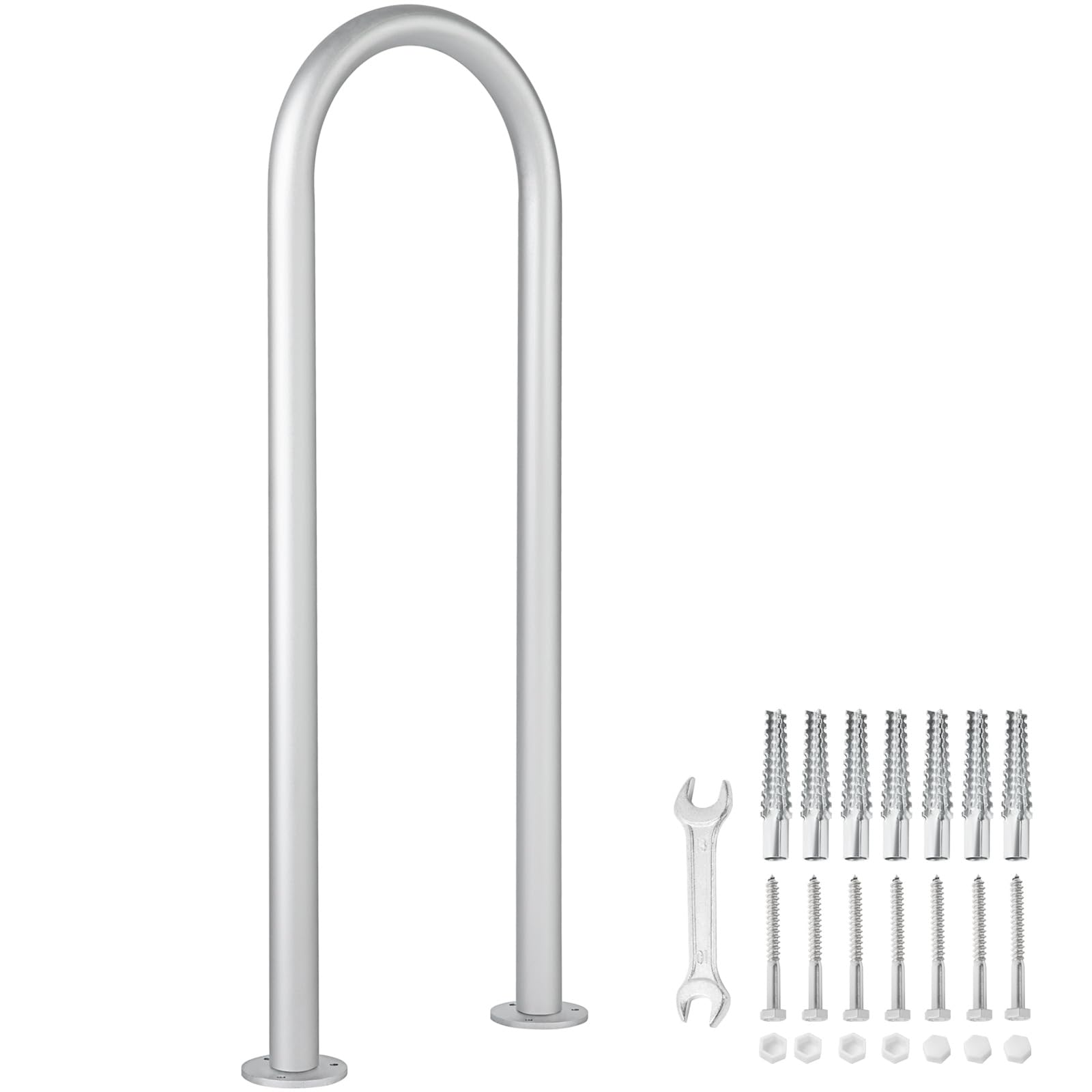 HomiShare Aluminum Dock Handrail, 36" x 13" Dock Boarding Handrail, Dock & Boat Aluminum Safety Grab Bar, 36in Swimming Pool Handrail & Hot Tub Handrail, Silver