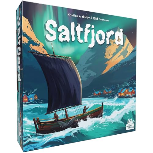Image of Saltfjord Board Game - Dice Drafting, Fishing and Village Expansion Strategy Game Set in 19th Century Norway, Ages 14+, 1-4 Players, 60 Minute Playtime, Made by Aporta Games