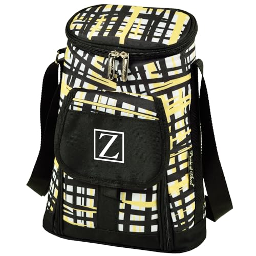 Picnic at Ascot Personalized Monogrammed Stylish 2 Bottle Insulated Wine Tote Bag with Cheese Board, Knife and Corkscrew