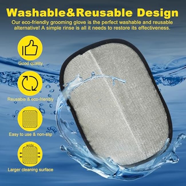 Pet Hair Removal Gloves for Cats & Dogs, Reusable Electrostatic Pet Grooming Gloves, Efficient Hair Remover Tools for Couch, Car Seat, Furniture, Carpet & Bedding (2 Pcs)-wtJBjLyS