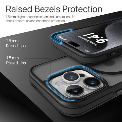 Image of Vaku Luxos Polycarbonate Elemento Magpro Back Cover Case For iPhone 15 Pro Max Shockproof Scratch Resistant Slim Thin Military-Grade Protection Support Mag-Safe Wireless Magnetic Charging - Black
