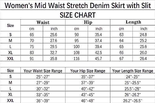 Guanyy GYY345_3B_XL Black Denim Skirt Stretchy High Rise Slim Fit Mid Blue Jean Skirts With Pockets Women'S Weekend Skirts 3_Black X-Large thumb #5