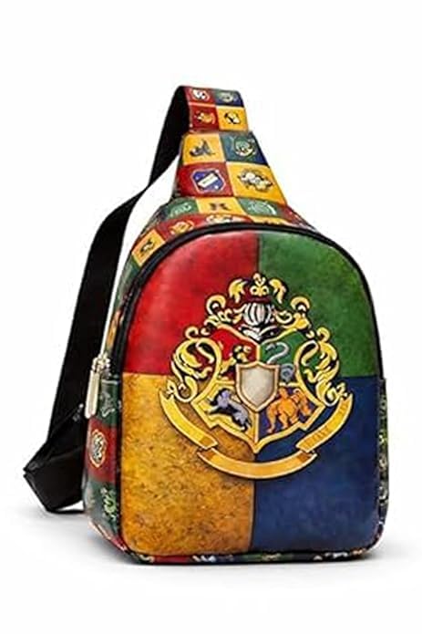 Harrry Potteerr Kids Cartoon Print Sling Backpack with Adjustable Strap | Stylish Mini Crossbody Travel Chest Bag for Boys Girls White-picture-34