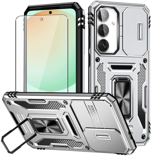 Coque Samsung S24 FE antichoc grise avec anneau pour sécuriser vos chutes