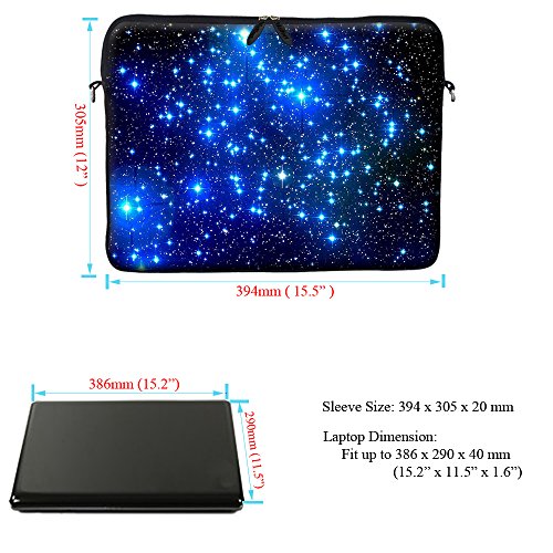 Meffort Inc 15 15.6 inch Neoprene Laptop Sleeve Bag Carrying Case with Hidden Handle and Adjustable Shoulder Strap - Galaxy Stars3