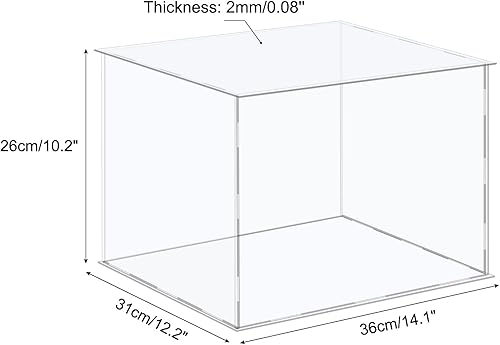 Miniatura 2 de MECCANIXITY Vitrina de acrílico Caja de plástico Caja de almacenamiento de cubo transparente Ensamble escaparate de 14.1 x 12.2 x 10.2 pulgadas para