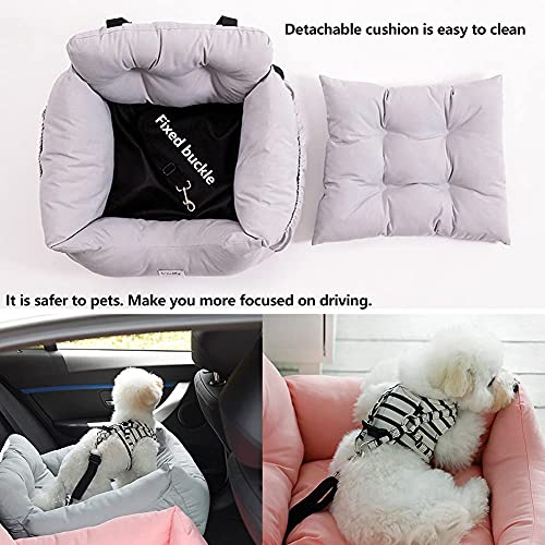 Dekeyoo Dog Car Seats For Small Medium Dogs, Waterproof Puppy Car Seat Pet Safety Car Seat, Pet Booster Seat With Storage Pocket And Clip-On Safety Leash For Small Dogs Or Cats Light Grey Medium #TOP2