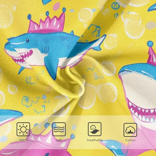 Sharks Wearing Crowns Girls' Underwear Cotton Blue Colors Girls Briefs Soft Toddler Underwear 2T3