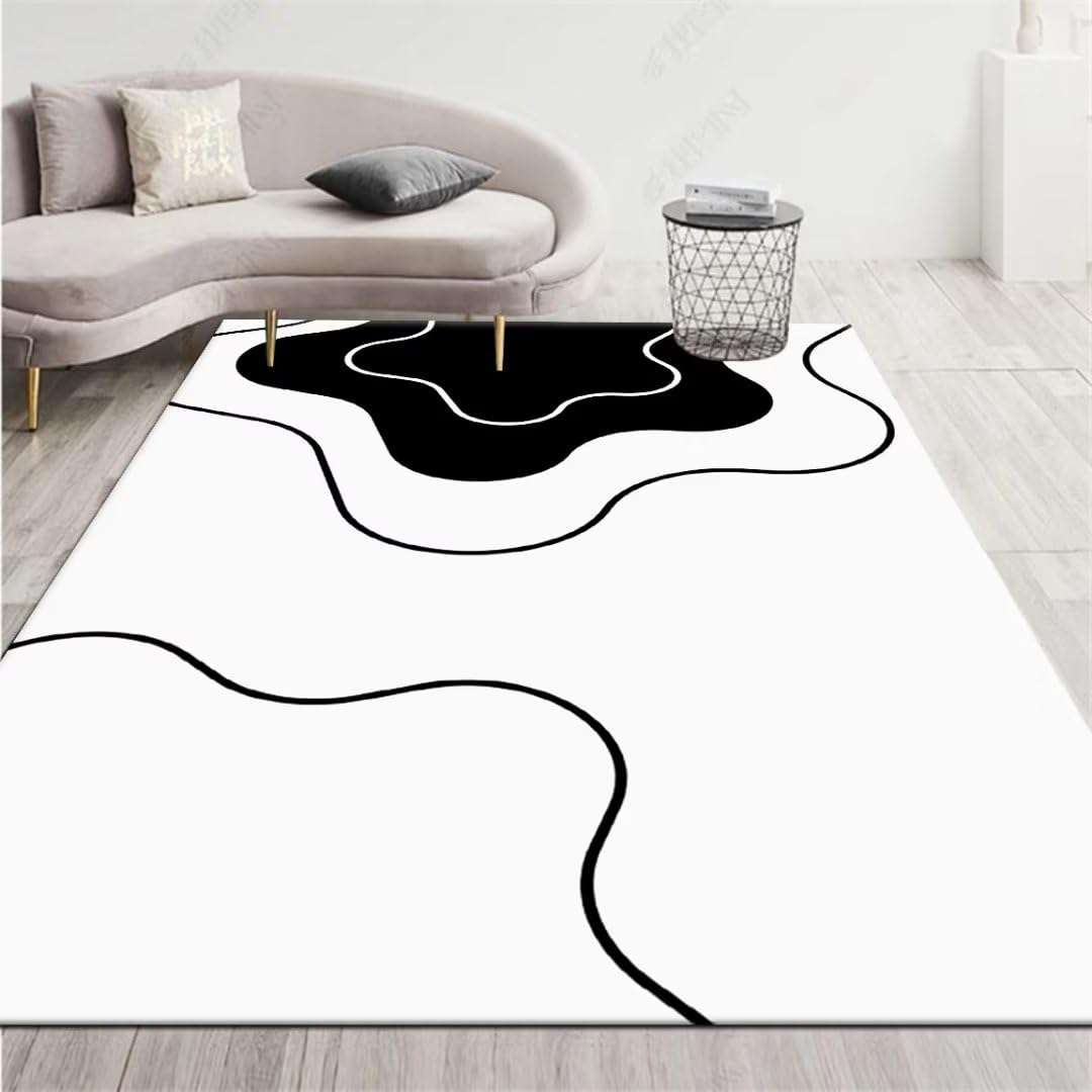 Tapis chambre bébé abstrait blanc 160x200cm pour une décoration douce
