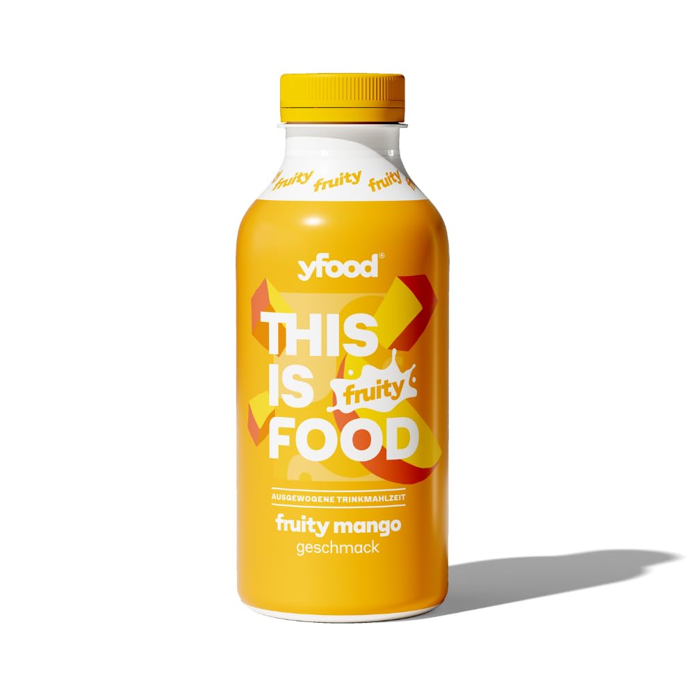 yfood Fruity Mango, repas prêt à boire, THIS IS FOOD, substitut de repas, 27 g de protéines, 26 vitamines et minéraux (12 x 500 ml), goût mangue
