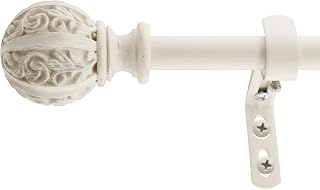 Decopolitan 5/8" Leaf Bay Window Curtain Rod Set, Antique White