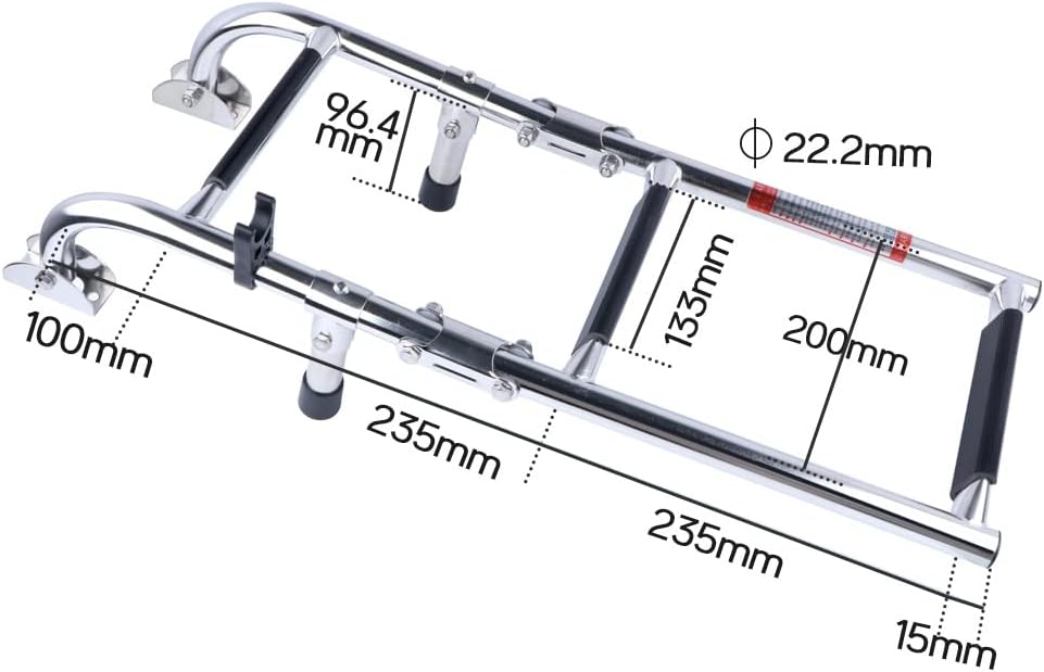QWZYP 3 Steps Stainless Steel Boat Ladder Grips 2+1 Steps Transom Mount Folding Stern Ladder Gunwale-Mounted Removable Ladder : Automotive
