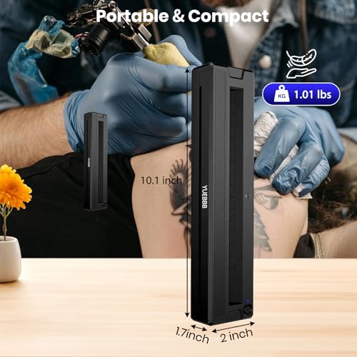 YUEBBB Tattoo Stencil Printer, Portable Tattoo Printer, Wireless-Bluetooth-Thermal Tattoo Transfer Machine with 10pcs Thermal Papers & 3pcs Transfer Papers, Support Mobile & PC