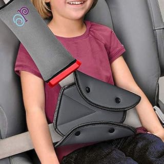 Seat Belt Adjuster and Pillow with Clip for Kids Travel, Neck Support Headrest