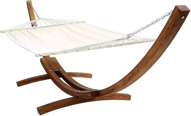 Charles Bentley 4M 2-Person Hammock with Stand - Cream Canvas