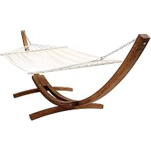 Charles Bentley Larch Wood Arc Stand Hammock 4m Extra Large, Cream